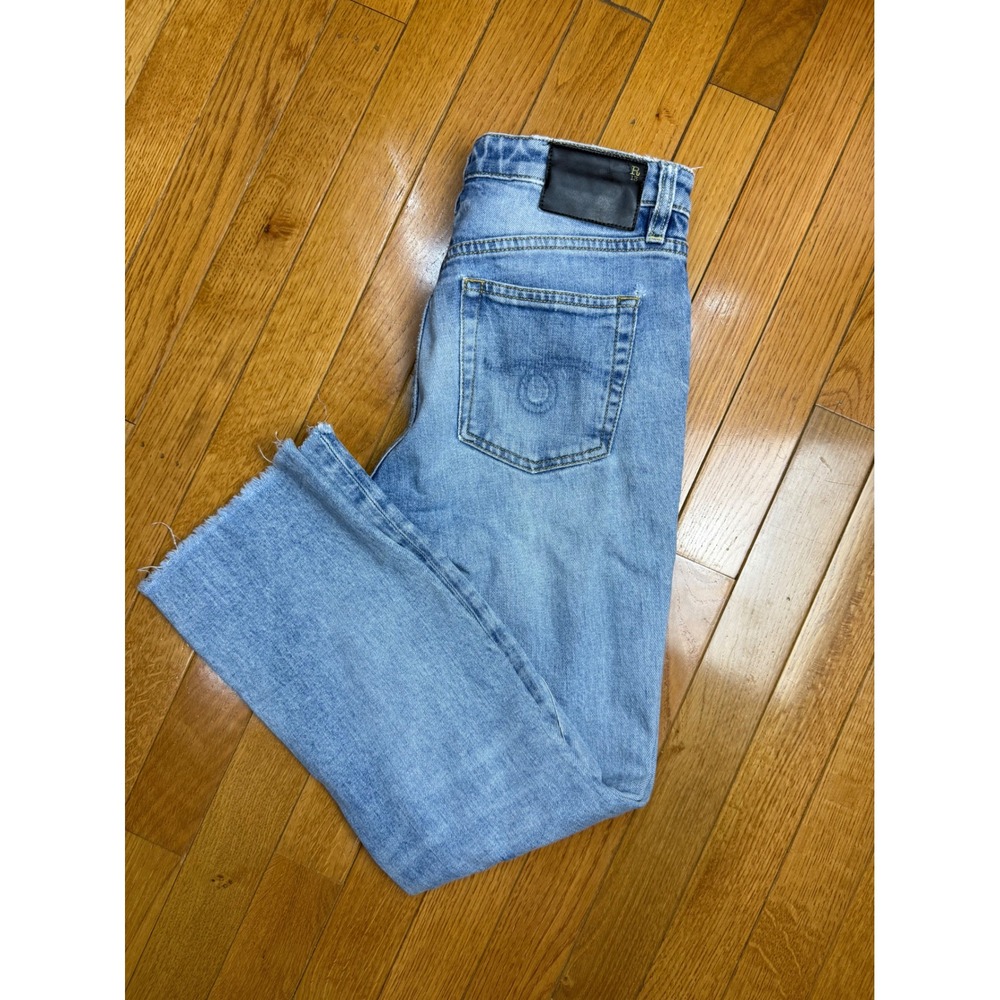 R13 Light Blue Raw-Hem Cropped Jeans